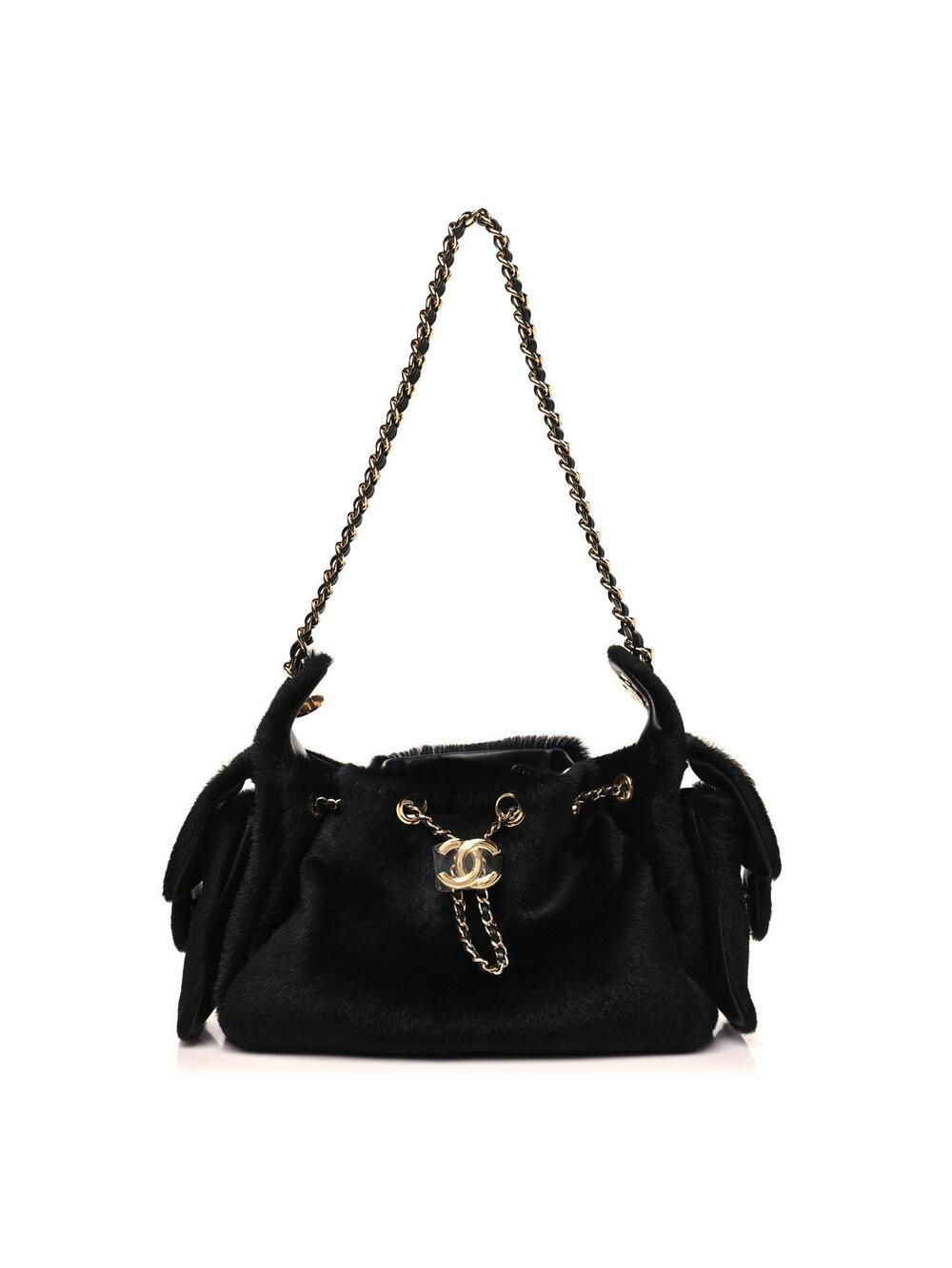 Pony Hair Mini Chanel 25 Handbag Black #282354C11B